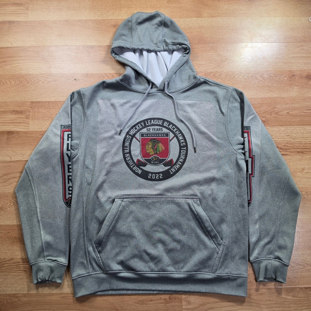 Chicago Blackhawks Hoodie Mens Large Gray NIHL Hockey Stanley Cup 2022 Champions